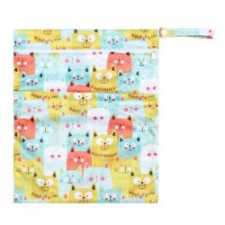 Szín: Színes Cat B - Dupla cipzáras, nyomtatott pelenkázótáska baba vizes táskához Pelenkatáska Vízálló 30x36cm