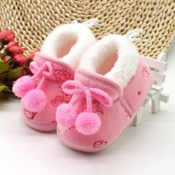 Szín: rózsaszín - Újszülött puha kisgyermek melegen tart csecsemőmintás cipők Baba hócsizmák első sétálók meleg