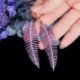 Fém színe: zöld - CWWZircons Piros Zöld Cubic cirkónia hosszú lelógó csepp levél alakú Luxus Designer Party