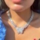 Fém szín: 5A minőség - CWWZircons Real Cubic Zirconia Luxury Statement Miami Cuban Link Chain nagy pillangó nyaklánc