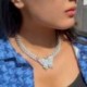 Fém szín: 5A minőség - CWWZircons Real Cubic Zirconia Luxury Statement Miami Cuban Link Chain nagy pillangó nyaklánc