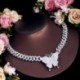 Fém szín: 5A minőség - CWWZircons Real Cubic Zirconia Luxury Statement Miami Cuban Link Chain nagy pillangó nyaklánc
