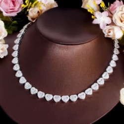 Fém szín: ezüst színű - CWWZircons Super Bling Cubic Zirconia Pave fehéraranyozott szerelmes szív alakú CZ láncos