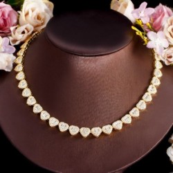 Fém szín: arany színű - CWWZircons Super Bling Cubic Zirconia Pave fehéraranyozott szerelmes szív alakú CZ láncos