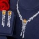 Fém színe: sárga - CWWZircons luxus sárga CZ Stone Dangle Drop hosszú bojt esküvői fülbevaló nyaklánc nagy Dubai