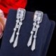 Fém színe: sárga - CWWZircons luxus sárga CZ Stone Dangle Drop hosszú bojt esküvői fülbevaló nyaklánc nagy Dubai