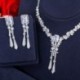 Fém színe: sárga - CWWZircons luxus sárga CZ Stone Dangle Drop hosszú bojt esküvői fülbevaló nyaklánc nagy Dubai
