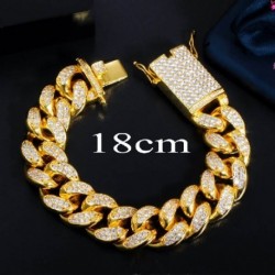 Fém színe: arany 18 cm (7 hüvelyk) - CWWZircons Luxus Cubic Zirconia Miami Cuban Twist Link lánc karkötő karkötő