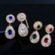 Fém Szín: kék - CWWZircons gyönyörű kék köbös cirkónia Pave Long Dangle Drop Dubai aranyozott menyasszonyi esküvői