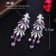 Fém színe: lila - CWWZircons Royal Purple Cubic Circon Stone Long Dangle Drop női eljegyzési esküvői csillár fülbevaló