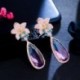 Fém szín: többszínű - CWWZircons Micro Pave Pink Cubic cirkónia virág nagy vízcsepp szivárvány kristály hosszú luxus