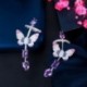 Fém szín: egyedi pillangó - CWWZircons szimmetrikus lila cirkónia Lovely Butterfly Ear Cuff hegymászó fülbevaló női
