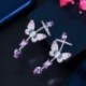 Fém szín: egyedi pillangó - CWWZircons szimmetrikus lila cirkónia Lovely Butterfly Ear Cuff hegymászó fülbevaló női