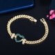 Fém szín: arany zöld - CWWZircons Fényes Cubic Zirconia Pave Cuban Link Chain Love Heart Charm karkötők nőknek Aranyozott