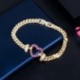 Fém szín: arany zöld - CWWZircons Fényes Cubic Zirconia Pave Cuban Link Chain Love Heart Charm karkötők nőknek Aranyozott