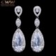 Fém szín: pezsgő - CWWZircons Classic Design Luxus Micro Pave Water Drop CZ kristály hosszú fülbevaló nőknek cirkon