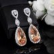Fém szín: pezsgő - CWWZircons Classic Design Luxus Micro Pave Water Drop CZ kristály hosszú fülbevaló nőknek cirkon
