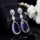 Fém színe: fehér - CWWZircons Classic Design Luxus Micro Pave Water Drop CZ kristály hosszú fülbevaló nőknek cirkon