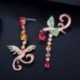 Fém szín: színes - CWWZircons Egyedi Multi Red Green Cubic cirkónia rózsa aranyozott, hosszú Phoenix Drop Dangle