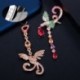 Fém szín: színes - CWWZircons Egyedi Multi Red Green Cubic cirkónia rózsa aranyozott, hosszú Phoenix Drop Dangle