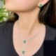Fém színe: zöld - CWWZircons Simple Bojt Water Drop Green CZ Crystal női esküvői nyaklánc és fülbevaló szett Elegáns