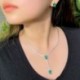 Fém színe: zöld - CWWZircons Simple Bojt Water Drop Green CZ Crystal női esküvői nyaklánc és fülbevaló szett Elegáns