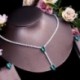 Fém színe: zöld - CWWZircons Simple Bojt Water Drop Green CZ Crystal női esküvői nyaklánc és fülbevaló szett Elegáns