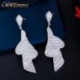 Fém szín: arany színű - CWWZircons Luxus Cubic Zirconia Pave Baguette Stones Eljegyzési Party Big Drop Egyedi fülbevaló
