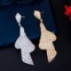 Fém szín: arany színű - CWWZircons Luxus Cubic Zirconia Pave Baguette Stones Eljegyzési Party Big Drop Egyedi fülbevaló
