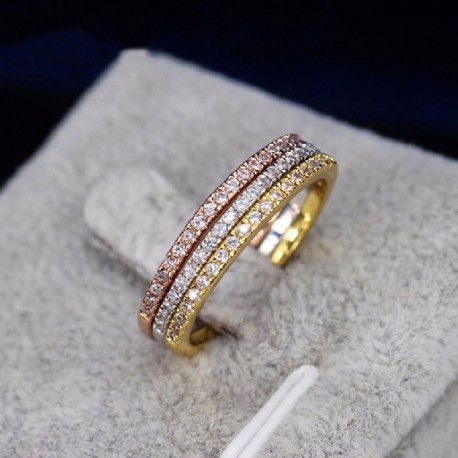 A gyűrű mérete: 7 - CWWZircons 3 db Mix Colors Női CZ Stones Eljegyzési Jegygyűrű szett Rózsa arany színű Divat Híres
