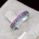 A gyűrű mérete: 7 - CWWZircons 3 db Mix Colors Női CZ Stones Eljegyzési Jegygyűrű szett Rózsa arany színű Divat Híres