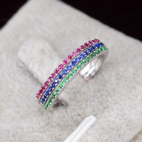 A gyűrű mérete: 7 - CWWZircons 3 db Mix Colors Női CZ Stones Eljegyzési Jegygyűrű szett Rózsa arany színű Divat Híres