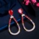 Fém színe: Druzy Red - CWWZircons Druzy CZ Red Crystal nagy kerek, hosszú leejtő fülbevaló nőknek Ünnepi díszbemutató