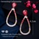 Fém színe: Druzy Red - CWWZircons Druzy CZ Red Crystal nagy kerek, hosszú leejtő fülbevaló nőknek Ünnepi díszbemutató
