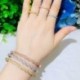 Fém színe: sárga arany - CWWZircons Twist Lines Cubic Zirconia Dubai Rose Gold színű nyitott mandzsetta menyasszonyi