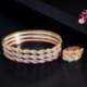 Fém színe: Rose gold - CWWZircons Twist Lines Cubic cirkónia Dubai Rose Gold színű nyitott mandzsetta menyasszonyi afrikai