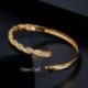 Fém színe: Rose gold - CWWZircons Twist Lines Cubic cirkónia Dubai Rose Gold színű nyitott mandzsetta menyasszonyi afrikai