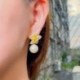 Fém szín: ezüst színű - CWWZircons Noble White Gold Color Dangle Drop Pearl Cubic cirkónia Lovely geometrikus virágos