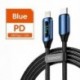 Szín: PD 36W kék - Toocki USB Type C kábel iPhone 14 13 12 11 Pro Max X Xr 8 7 Plus PD 36W gyorstöltő villámkábel