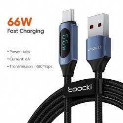 Szín: 66W AC kék - Toocki Type C - Type C kábel 100 W PD gyorstöltő töltő USB C - USB C kijelző kábel Xiaomi POCO f3