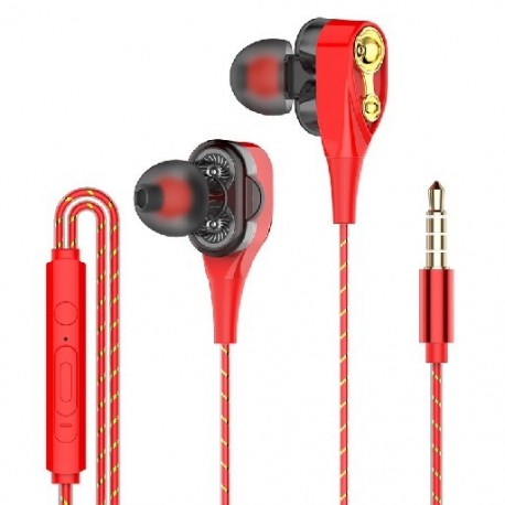 Piros szín - Earbuds Sport fejhallgató 3,5 mm-es zajszigetelő fülhallgató, alacsony basszusú fülbe helyezhető