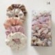 Szín: 13 - 8 db/csomag Női elasztikus hajgumik Aranyos hajkötő szett Pöttyös kockás nyomat Selymes Scrunchie szett