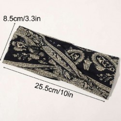 Fekete szín - Boho széles pamut sztreccs kötés nyári virágmintás fejpánt hajpánt női vintage hajkiegészítők