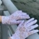 Fekete szín - Női szexi csipke vezetési kesztyűk Jacquard hímzés rövid csukló kesztyűk női vékony csipke fényvédő