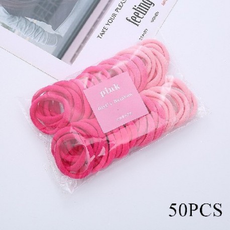 Szín: rózsaszín - 50 DB 4,5 cm magas elasztikus alap színátmenetes hajpántok Színes nylon scrunchies csomag női