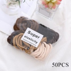 Szín: kávé - 50 DB 4,5 cm magas elasztikus alap színátmenetes hajpántok Színes nylon scrunchies csomag női lányoknak