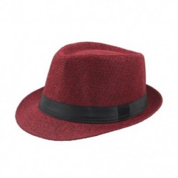 Piros szín - Retro Férfi Női Kalapok Fedoras Top Jazz Kockás Kalap Felnőtt Bowler Kalapok Elegáns Fekete karimájú Páros