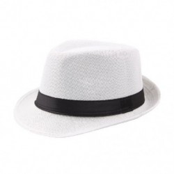 Fehér szín - Retro Férfi Női Kalapok Fedoras Top Jazz Kockás Kalap Felnőtt Bowler Kalapok Elegáns Fekete karimájú