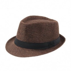 Szín: kávé - Retro Férfi Női Kalapok Fedoras Top Jazz Kockás Kalap Felnőtt Bowler Kalapok Elegáns Fekete karimájú
