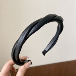 Fekete szín - Vintage PU bőr csavart fejpánt női elegáns hajpántok vékony fejpánt Egyszerű női fejpánt arcmosás
